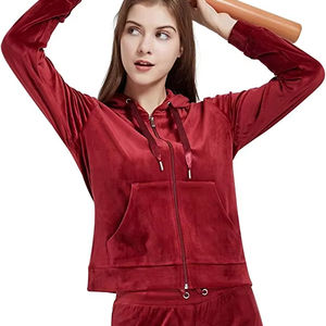 ชุดวอร์มผ้ากำมะหยี่2ชิ้นสำหรับผู้หญิงชุดวอร์มผ้ากำมะหยี่ปักลายพลอยเทียม - Product Image 1