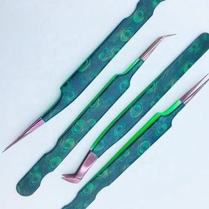 Pince à épiler professionnelle écologique à pointe en fibre verte or rose avec logo personnalisé Extension de cils en acier inoxydable pointue - Product Image 5