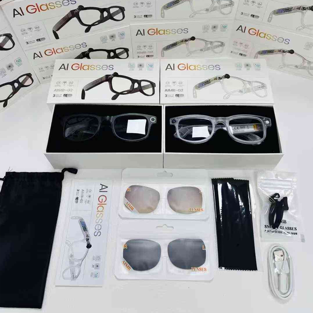 AIMB-G2 Smart Glasses Have 8 Megapixels Support Audio Video Recording 16GB Local Storage AI Multi-language Real Time Translation