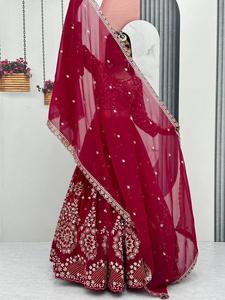 Vente en gros confortable fausse Georgette Designer Lehenga Choli pour la saison de fête hiver vêtements indiens et pakistanais - Product Image 3