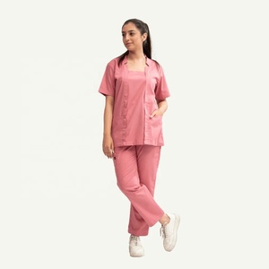 Ensemble de blouses et chemises d'uniforme médical unisexe rose EVERGLOW en coton et polyester tissé avec fonction de détection d'aiguilles - Product Image 2