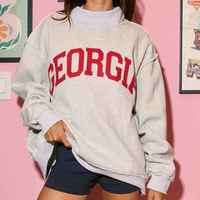 Sweat-shirt à col montant universitaire personnalisé Pull à col montant réversible Géorgie Sweat-shirt réversible