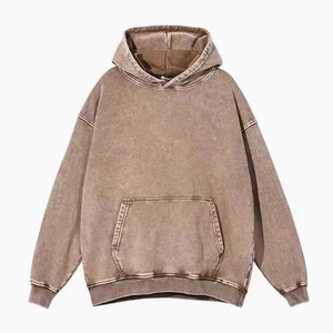 Sweat à capuche personnalisé pour homme en molleton délavé, 100 % coton, style vintage, avec broderie de patchs usés, design streetwear - Product Image 5