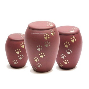 โกศโลหะสำหรับงานศพพิมพ์รูปอุ้งเท้าสัตว์สีน้ำเงินกรมท่าเก็บโกศสำหรับขี้เถ้าของสัตว์เลี้ยงและทารก - Product Image 6