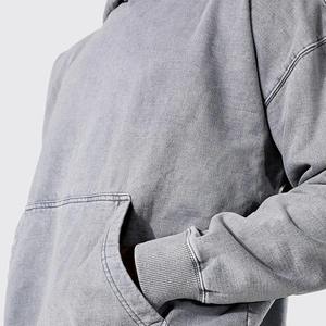 Vente en gros de sweats à capuche délavés à l'acide pour hommes 100% coton hiver respirant épaule tombante conception OEM à bas prix - Product Image 5