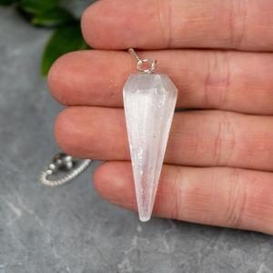 High Quality Handmade Feng Shui Selenite Pendulum Stone <b>Crystal</b> <b>Crafts</b> - Product Image 3