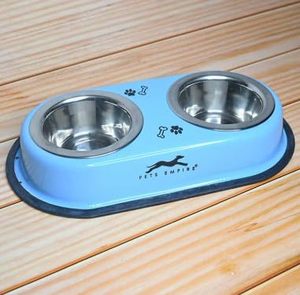 Artículo superventas, cuencos de alimentación para mascotas de acero inoxidable de 400ml para gatos y cachorros, portátiles para llevar un cuenco de comida para perros de doble Cena - Product Image 1