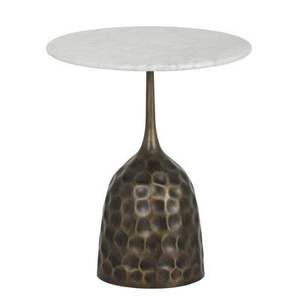 โต๊ะขายส่งสำหรับบ้านร้านอาหารโต๊ะกาแฟสีขาวและทองเหลืองโบราณโต๊ะกาแฟดีไซน์ทันสมัยทำจากทองเหลืองและหินอ่อน - Product Image 4