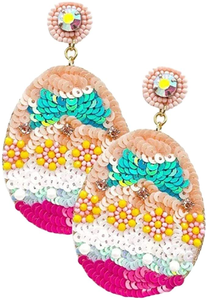 Pendientes bordados de joyería de moda de tendencia, pendientes bordados con cuentas hechos a mano para mujeres y niñas de la India - Product Image 4