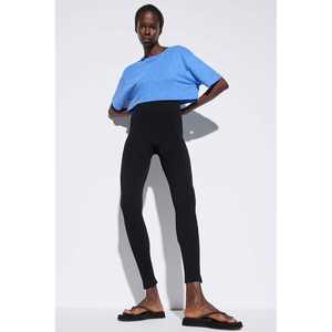 Pantalones de Yoga Negros Sin Costuras, Estampado Tie-Dye, Material Elástico de Chifón, Cintura Media, Estilo Casual, Función Térmica, Talla Única - Product Image 1