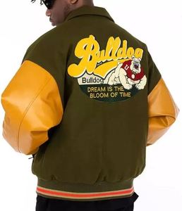 Chaqueta de béisbol unisex personalizada para hombre, diseño de bombardero cuadrado con letras personalizadas, Abrigo con capucha de invierno de algodón marrón, decoración de piel - Product Image 2