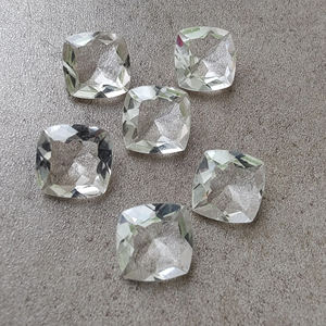 AAA+ Quality Natural Crystal Quartz <b>Cushion</b> Shape Checker Cut Flat Back Gemstones <b>White</b> Calibrated Wholesale All Sizes Available - Product Image 2