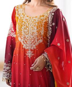 Vestidos de fiesta cosidos indios Sharara Eid Maria Formal Hermoso estilo indio Boutique Diseño Top Sharara Dupatta Set - Product Image 4