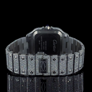 VVS Moissanite นาฬิกาสแตนเลสสตีลสีขาวชุบทองคำขาวนาฬิกาโรมันของขวัญที่สมบูรณ์แบบสำหรับผู้ชาย - Product Image 4