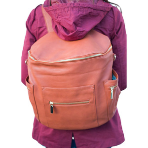 Mochila grande Vintage de cuero genuino con estilo, bolsa de pañales, bolsa de viaje personalizada a la moda para mamá y bebé, diseño duradero con nueva cubierta - Product Image 3