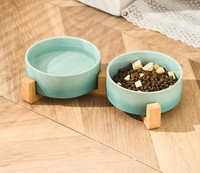Bols en céramique pour animaux de compagnie Support en céramique surélevé Mangeoires en bois pour animaux de compagnie