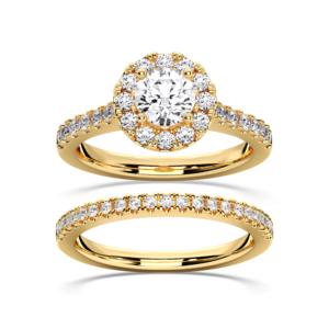 Bague de fiançailles coupe ronde Moissanite E-F/VVS-VS de 1.54 carats avec bande assortie Bagues en diamant en or massif 10K14K18K - Product Image 5