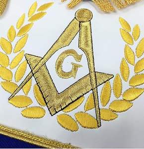 Light Masonic Regalia Set Custom Embroidered <b>Apron</b> Sash and Collar for Freemason Officers - Product Image 3
