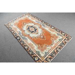 Tapis de 3,6 x 6,7 pieds, tapis turc vintage, tapis en laine à motifs floraux orange - Product Image 2