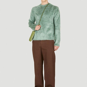 Suéter de Punto Verde para Hombre, Personalizado OEM y ODM 2025, Suéter de Mohair Transpirable de Manga Larga para Invierno - Product Image 6