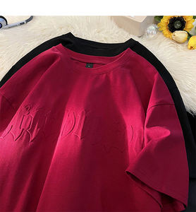 เสื้อยืดผ้าคอตตอนพิมพ์ลายนูนสำหรับผู้ชายเสื้อยืดธรรมดาทรงโอเวอร์ไซส์ผ้าคอตตอน100% ลายนูนดีไซน์แบบสั่งทำ - Product Image 5