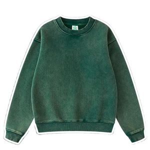 Vêtements de rue écologiques pour l'hiver et l'automne, 100% coton molletonné, sweat-shirt vintage pour femme, lavage à l'acide, manches longues, col rond, séchage rapide, respirant - Product Image 2