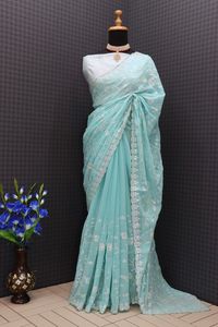 Nueva colección de ropa étnica, Sari de poliéster para mujer, ropa de boda y fiesta, Sari de ropa india y pakistaní - Product Image 2