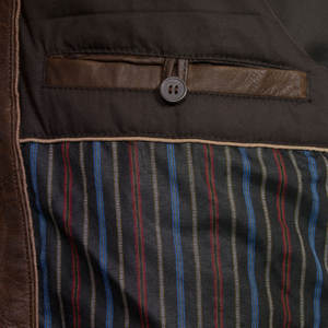 Automne hiver hommes mode veste en cuir véritable en gros personnalisé nouveau marron à manches longues avec col montant enduit de traitement - Product Image 6