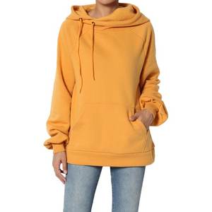 Sweat à capuche oversize à manches bouffantes longues en velours 100% coton pour femmes, personnalisable, épaules tombantes, sweat à capuche uni - Product Image 3