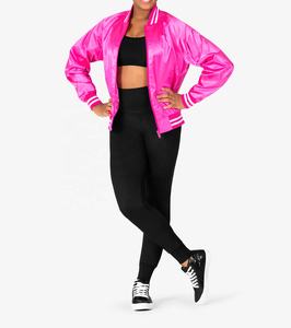 Chaqueta Bomber de Satén de Poliéster de Alta Calidad para Mujer, Chaqueta Transpirable de Punto Informal de Moda Urbana con Cierre Completo - Product Image 3