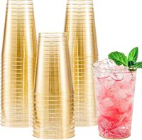 Vasos Desechables de Plástico PS con Purpurina Dorada y Plateada de 10 oz para Café Helado, Cerveza, Fiestas, Bodas, Cumpleaños, Eventos
