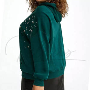 Sudadera con Capucha para Mujer, Tejida con Pedrería, Ecológica, de Spandex y Nailon, con Logotipo Frontal, de Secado Rápido, Nueva Llegada, Venta al Por Mayor de Fábrica - Product Image 3