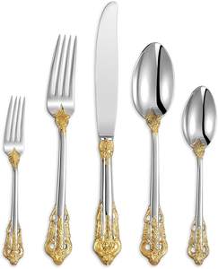 Metal Two Tone Finished Tableware <b>Cutlery</b> <b>Set</b> For Wedding Party Tabletop Decoration Wedding Shiny Polished Metal Tabletop - Product Image 4