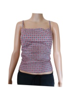 Top court sans manches pour femme, style vintage, taille XS, imprimé floral tissé, coton de qualité supérieure, décontracté, fermeture éclair latérale, vente chaude