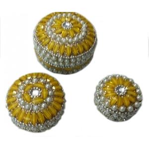 Decorated <b>Pill</b> <b>Box</b> with Mirror & Beads Work, Lac Item Gift <b>Box</b> Vintage Style Home Decor <b>Pill</b> <b>Box</b> - Product Image 1