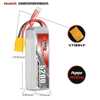 Batterie LiPo professionnelle GNB GAONENG 5200mAh 4S 14.8V 60C avec prise XT90 pour bateaux rapides RC, UAV, jets EDF 70mm, avions RC