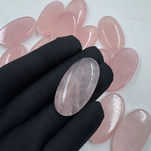 Cabochon de Quartz Rose Rose Naturel de Haute Qualité Pierre Précieuse de Forme Ovale Lisse pour la Fabrication de Bijoux 21x39mm Lot En Gros - Product Image 1