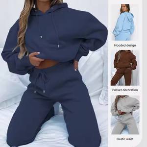 Nouveauté : Ensemble de survêtement sportif pour femme, haut court brodé uni, deux pièces, hiver, au meilleur prix - Product Image 3