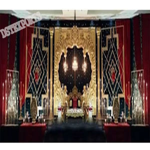 Lujoso marco trasero dorado escenario de boda impresionante escenario de boda asiático con marcos elegante escenario de recepción de boda canadiense - Product Image 1