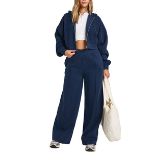 Sweat-shirt à capuche pour femme avec logo personnalisé, fermeture éclair en laiton marine, vêtements de jogging, sweat-shirt à capuche court - Product Image 3