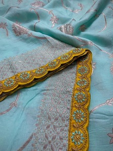 Dernier modèle exclusif de sari en soie georgette à bordure jacquard Vesta Exports, travail de zari, pallu riche, toutes saisons, fête indienne pakistanaise - Product Image 6