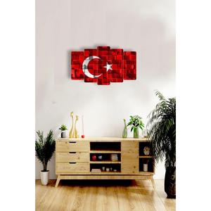 Bandiera turca rosso bianco 5 pezzi MDF pittura oggetto regalo