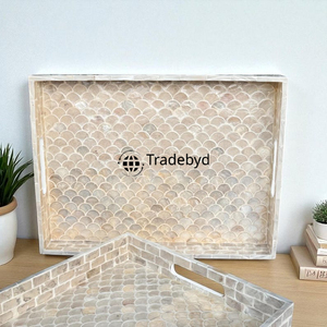 Tradebyd Modern MOP Inlay Tray Bandeja decorativa hecha a mano de calidad premium para estilo y exhibición de mesa - Product Image 4