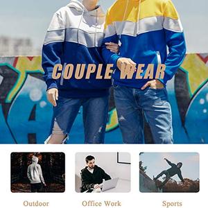 Men's Casual Long Sleeve Pullover Fleece Hoodie Novelty Color Block Design Plus Size <b>Maternity</b> Features <b>Winter</b> Seamless Pocket - Product Image 5