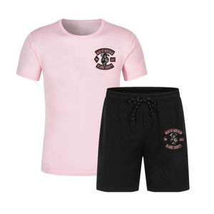 2022 été hommes Fitness ensemble décontracté à manches courtes t-shirt et short deux pièces survêtement - Product Image 1