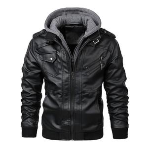 Veste en cuir décontractée pour hommes avec fermeture éclair Long à la mode Bomber Motorcycle Outwear Coat Male Clothing - Product Image 1