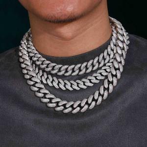 Chaîne cubaine à bulles de 18 mm en argent sterling 925 avec diamants Moissanite taille brillant rond clarté VVS D, style Hip Hop Iced Out - Product Image 2