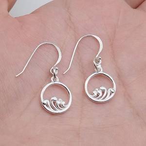 ห่วงล๊อคห่วงกลมทะเลสเตอร์ลิง925ต่างหูแบบห้อยทำมือเครื่องประดับชั้นดีสำหรับงานแต่งงานของสาวๆ - Product Image 1