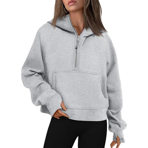 Jersey informal para mujer, sudaderas de lana con media cremallera, transpirable, media cremallera con orificio para el pulgar para Otoño Invierno, transpirable con OEM - Product Image 6