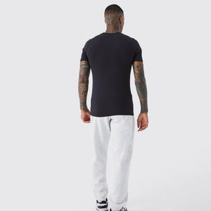 Pantalones de chándal informales personalizados de alta calidad para hombre, pantalones de chándal de gran tamaño, cintura elástica, encaje, lavado oscuro, patrón recto medio - Product Image 3